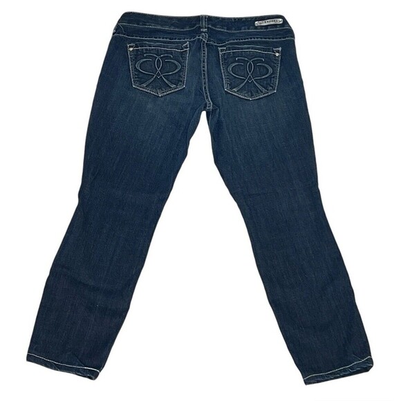 Express Womens Jeans 8s Blue Stretch Super Skinny Supersoft Dark Wash Low Rise‎ - Picture 2 of 8